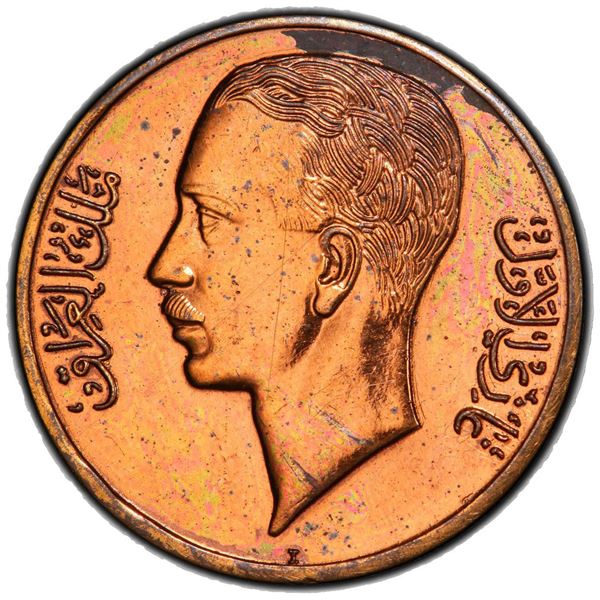 IRAQ: Ghazi I, 1933-1939, AE fils, 1938/AH1357. PCGS PF63