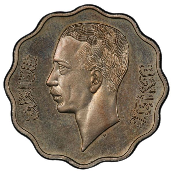 IRAQ: Ghazi I, 1933-1939, 10 fils, 1938/AH1357, KM-103a, Copper-Nickel, PCGS PF64