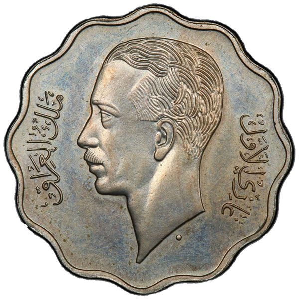 IRAQ: Ghazi I, 1933-1939, 4 fils, 1938/AH1357, KM-105a, Copper-Nickel, PCGS PF63