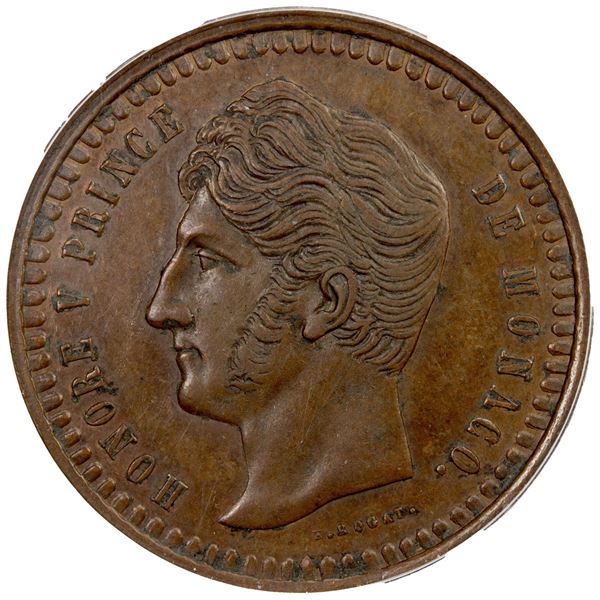 MONACO: Honoré V, 1819-1841, AE decime, 1838. ANACS AU55