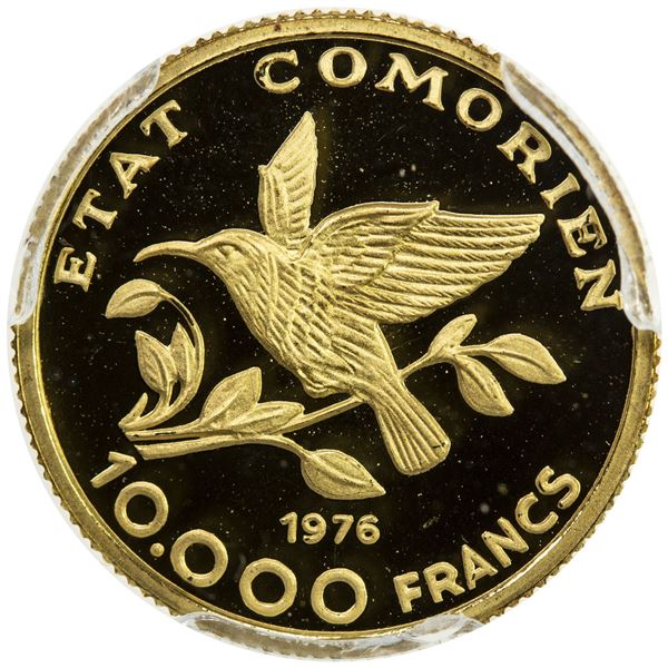 COMOROS: Federal Islamic Republic, AV 10,000 francs, 1976. PCGS PF69