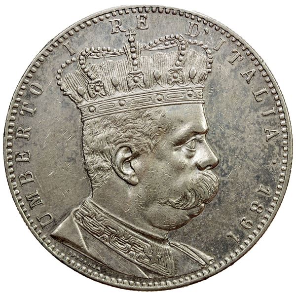 ERITREA: Umberto I, 1889-1900, AR tallero, 1891. EF