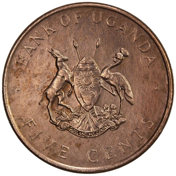 UGANDA: Republic, 5 cents, 1987