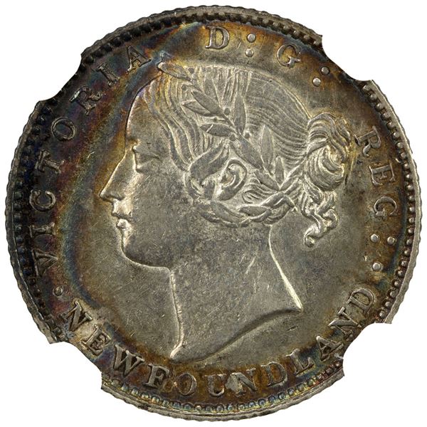 NEWFOUNDLAND: Victoria, 1837-1901, AR 10 cents, 1865. NGC AU55