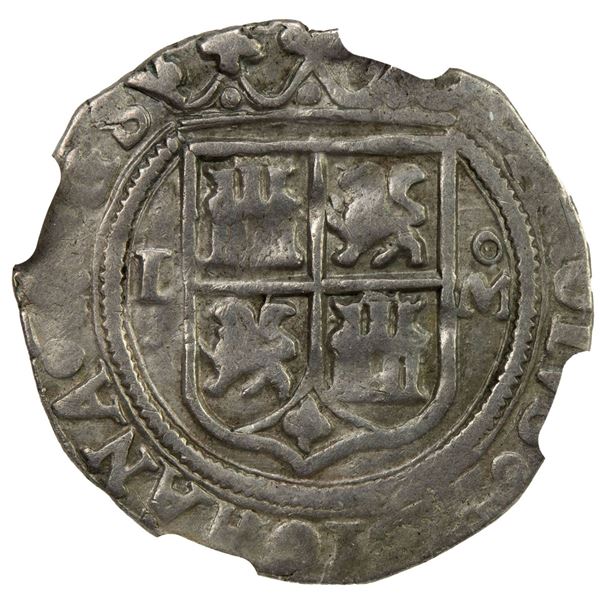 MEXICO: Carlos and Johanna, 1516-1556, AR real (3.32g), ND (1542-55). NGC AU53