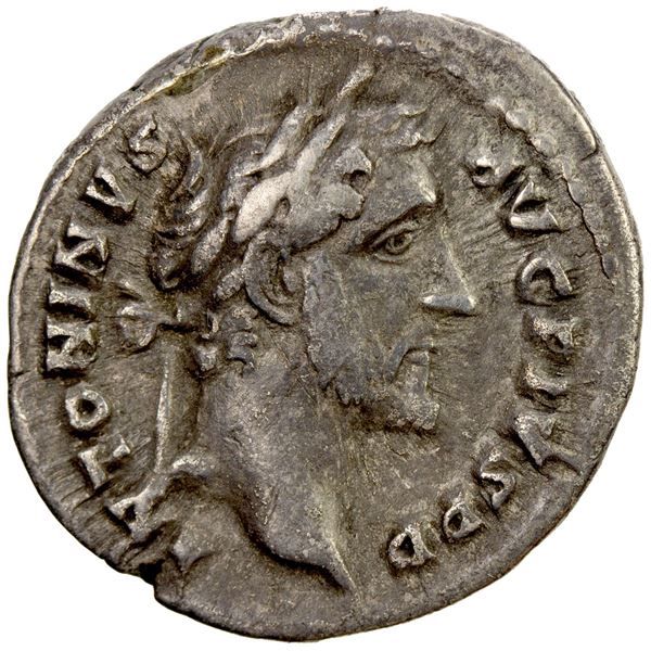 ROMAN EMPIRE: Antoninus Pius, 138-161 AD, AR denarius (3.79g), Rome, 145-161 AD. VF