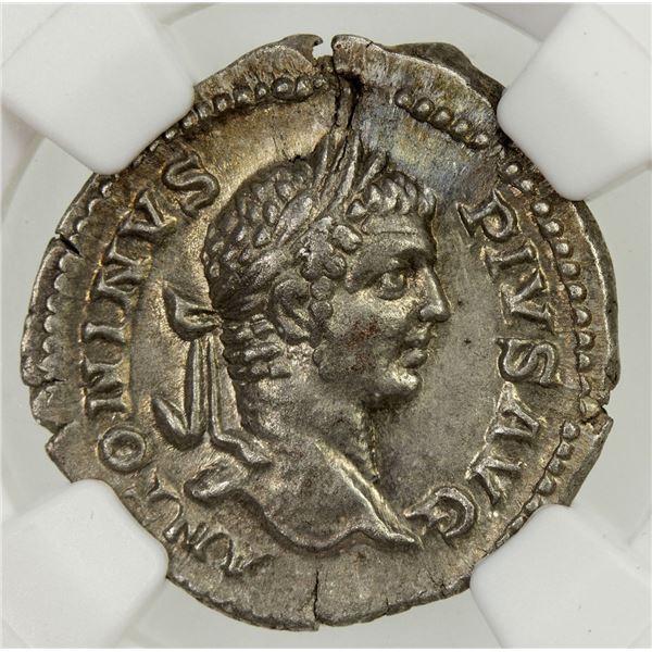 ROMAN EMPIRE: Caracalla, 198-217 AD, AR denarius (3.12g), Rome, 207 AD. NGC AU
