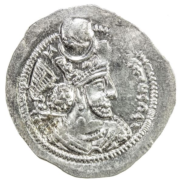 SASANIAN KINGDOM: Varhran V, 420-438, AR drachm (4.15g), GD (Jayy). AU