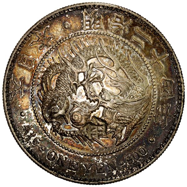 CHOPMARKED COINS: JAPAN: Meiji, 1868-1912, AR yen, year 24 (1891). EF