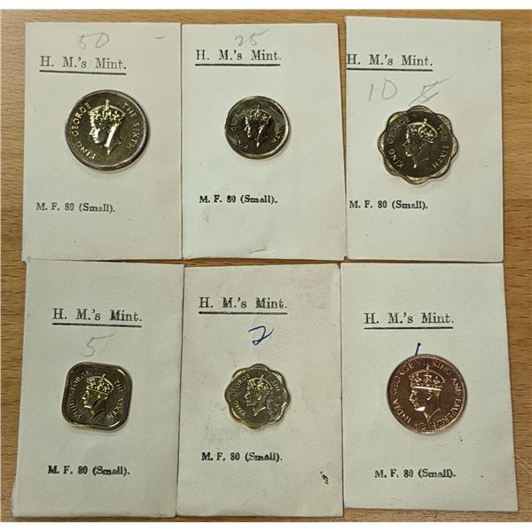 CEYLON: George VI, 1936-1952, 6-coin proof set, 1951