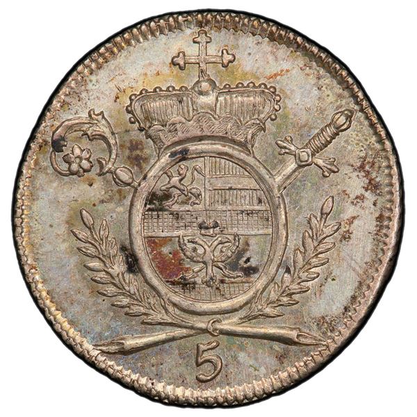 SALZBURG: Hieronymus, Graf von Colloredo, 1772-1803, AR 5 kreuzer, 1788. PCGS MS63