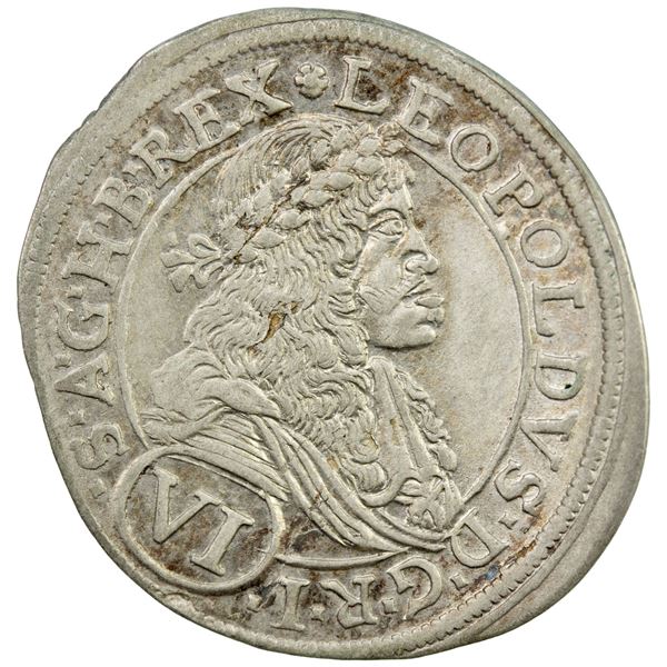 AUSTRIA: Leopold I, 1657-1705, AR 6 kreuzer, 1674. VF-EF