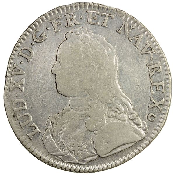 FRANCE: Louis XV, 1715-1774, AR ecu, Tours mint, 1726-E. VF-EF