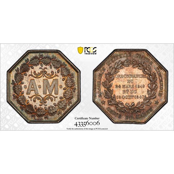 FRANCE: AR jeton, 1847. PCGS MS63