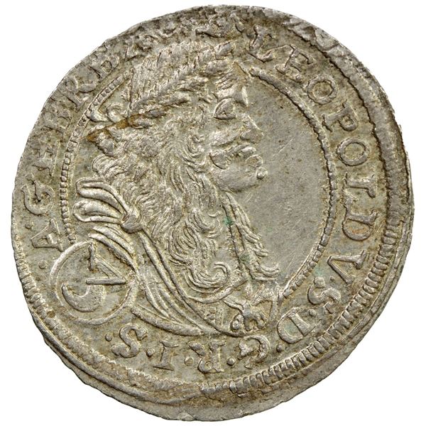 HUNGARY: Leopold I, 1657-1705, AR 3 kreuzer, 1675. AU