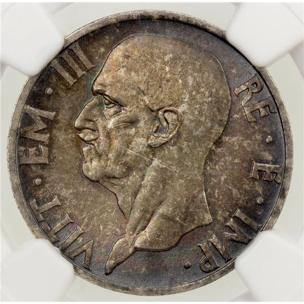 ITALY: Vittorio Emanuele III, 1900-1946, AR 5 lire, 1936-R. NGC MS66