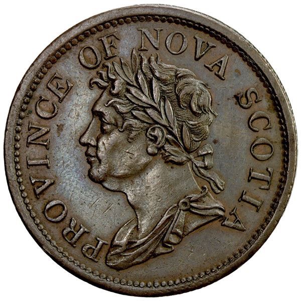 NOVA SCOTIA: Province, AE penny token (17.42g), 1824. EF