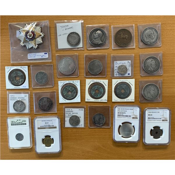 WORLDWIDE: LOT of 23 coins and exonumia
