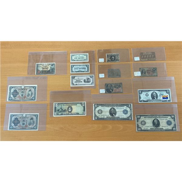 WORLDWIDE: LOT of 15 mostly US currency
