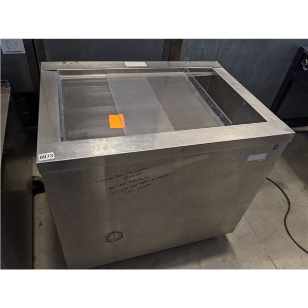 Stainless Steel Ice Cream Freezer w/castors - Perfect for Food trucks - (Approx. 35  x 34  x 31 )