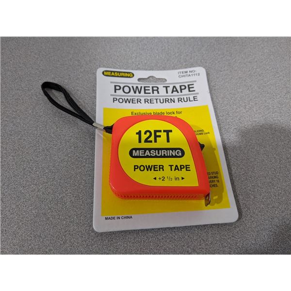 Box of 12, 12ft. Measuring Power Tape - Brand New