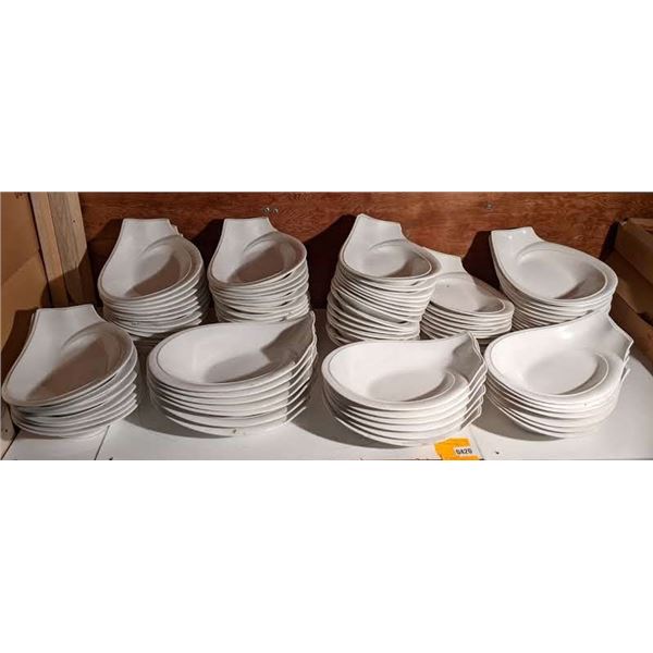 A Set of 89 White Serving Dishes All same sizes
