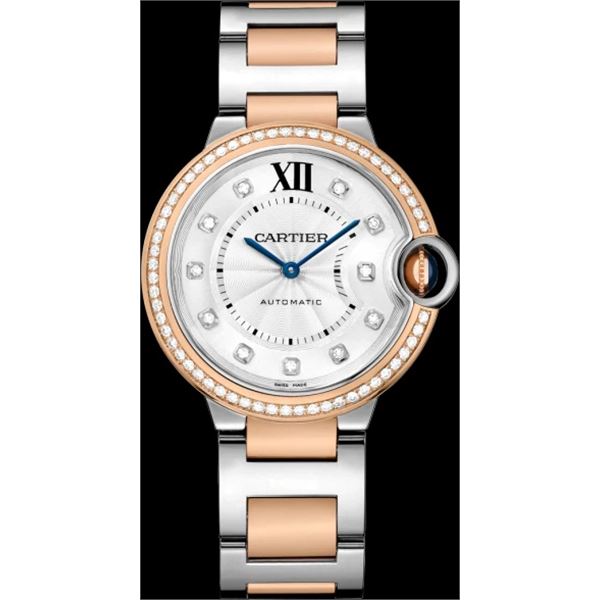 Cartier 36MM SS/RG BB with Diamond Dial Model #W3BB0004