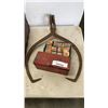Image 2 : VINTAGE LEATHER SUITCASE, IRON ICE TONGS, CARBIDE INSERT ROCK BITS AND ROAD FLARES