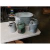 Image 1 : BEHRENS GALVANIZED BUCKET AND 3 GALVANIZED WATERING CANS