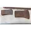 Image 4 : 2 CHAIN CINCHES, AXE HEADS AND 2 METAL BOW SAWS