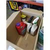Image 2 : BOX OF LIQUOR GLASSES, CRYSTAL GLASSES AND CLEANING SUPPLIES