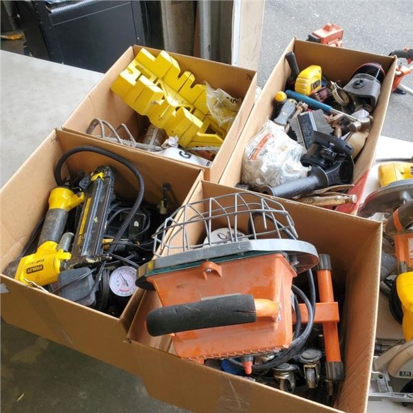 4 BOXES OF TOOLS AND SHOP SUPPLIES