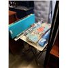 Image 1 : 2 SHOWER RODS WITH 2 BLUE FLOATING SHELVES, BAR CLAMP, TIRE GRIPS, BIKE RACK AND MORE