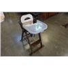 Image 1 : VINTAGE WOODEN HIGHCHAIR WITH PLASTIC PROTECTIVE TOP