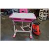 Image 2 : WYMO KIDZ ADJUSTABLE HEIGHT PINK AND WHITE DESK AND CHAIR AND PLASMA CAR RIDE ON TOY