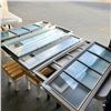 Image 1 : 5 SINGLE PANE FORT OR SHED WINDOWS AND EXTRA FRAME 2 ARE SLANTED 2 ARE CLEAR 3 ARE FROSTED 42" X 16"
