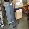 Image 1 : 4 FT TALL METAL PEG BOARD DISPLAY UNIT WITH 2 BOXES OF PEG HOOKS