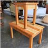Image 4 : 25" x 42" WOODEN TABLE AND 20" X 20" TABLE