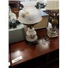 Image 2 : GLASS COLONIAL STYLE TABLE LAMP AND BRASS TABLE LAMP