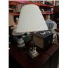 Image 3 : GLASS COLONIAL STYLE TABLE LAMP AND BRASS TABLE LAMP