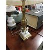 Image 4 : GLASS COLONIAL STYLE TABLE LAMP AND BRASS TABLE LAMP