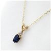 Image 2 : NEW 10KT YELLOW GOLD GENUINE BLUE SAPPHIRE AND DIAMOND PENDANT W/ YELLOW GOLD PLATED STERLING CHAIN 