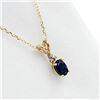 Image 3 : NEW 10KT YELLOW GOLD GENUINE BLUE SAPPHIRE AND DIAMOND PENDANT W/ YELLOW GOLD PLATED STERLING CHAIN 
