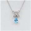 Image 1 : NEW STERLING SILVER GENUINE BLUE TOPAZ AND DIAMOND PENDANT W/ 18" STERLING CHAIN W/ APPRAISAL $895