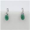 Image 2 : NEW STERLING SILVER GENUINE EMERALD AND CZ EARRINGS W/ APPRAISAL $885