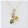 Image 1 : NEW 10KT YELLOW GOLD GENUINE YELLOW SAPPHIRE, TSAVORITE, AND WHITE SAPPHIRE HEART PENDANT W/ STELING
