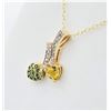 Image 2 : NEW 10KT YELLOW GOLD GENUINE YELLOW SAPPHIRE, TSAVORITE, AND WHITE SAPPHIRE HEART PENDANT W/ STELING