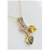 Image 3 : NEW 10KT YELLOW GOLD GENUINE YELLOW SAPPHIRE, TSAVORITE, AND WHITE SAPPHIRE HEART PENDANT W/ STELING