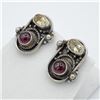 Image 2 : NEW STERLING SILVER GENUINE GARNET AND CITRINE EARRINGS W/ APPRAISAL $910