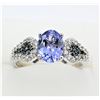 Image 2 : NEW STERLING SILVER GENUINE TANZANITE, WHITE SAPPHIRE, AND DIAMOND RING SIZE 7 W/ APPRAISAL $1620